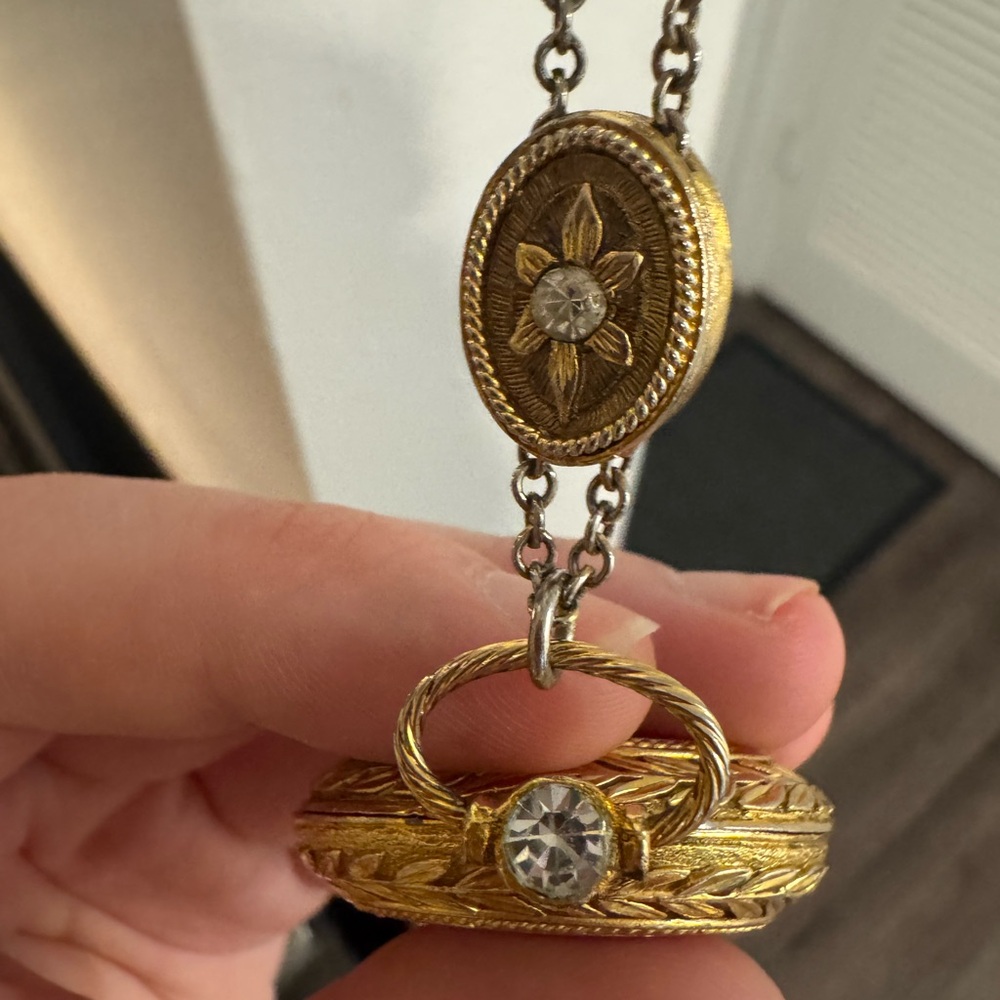 Vintage Gold-Tone Ornate Pocket Watch Pendant - Picture 2 of 5